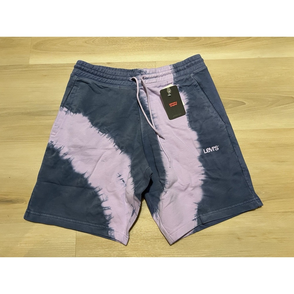 NWT Levi's Mens Small Tie Dye Sweat Shorts Purple Blue Fleece Red Tab Relaxed